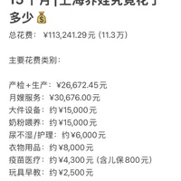 上海养娃15个月｜花费 11万3💰附清单