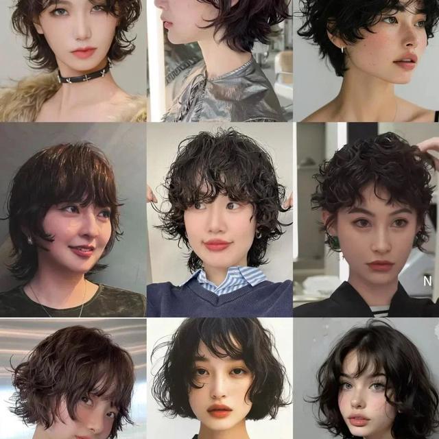 今年流行不同款式的卷毛短发，各有各的俏丽和灵动