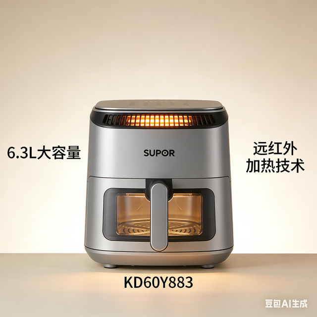 275 元神价！苏泊尔 KD60Y883 远红外空气炸锅，6.3L 免翻面