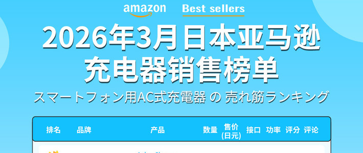 日亚充电器 TOP10 完整榜单，揭秘日系消费者核心选购规律