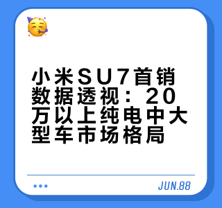 小米SU7首销数据透视：20万以上纯电中大型车市场格局