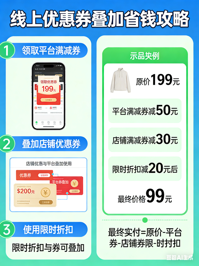 省钱主理人，线上购物优惠券叠加技巧