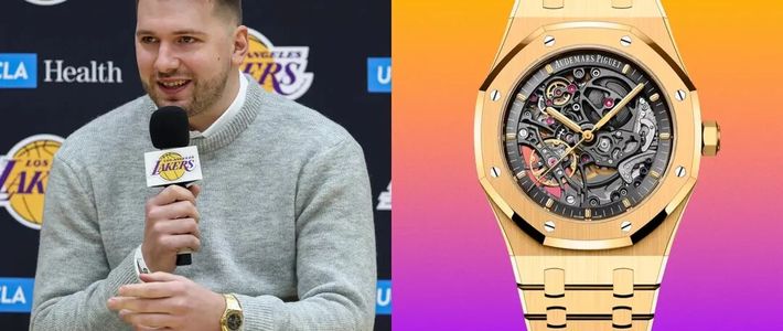 披上紫金战袍备受注目！Luka Dončić戴着AP Royal Oak的镂空双摆轮开启湖人生涯