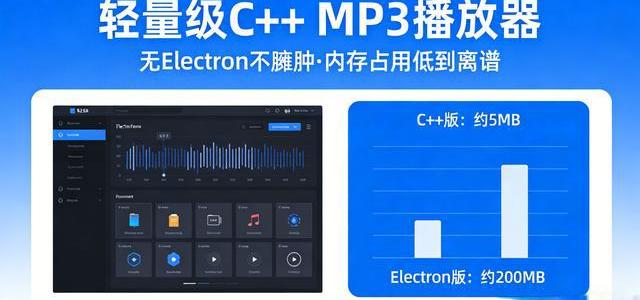 C++极简MP3播放器评测：无Electron架构，内存占用仅20MB