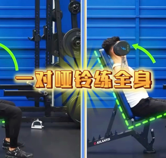 一对哑铃练全身，没时间去健身房的看过来。