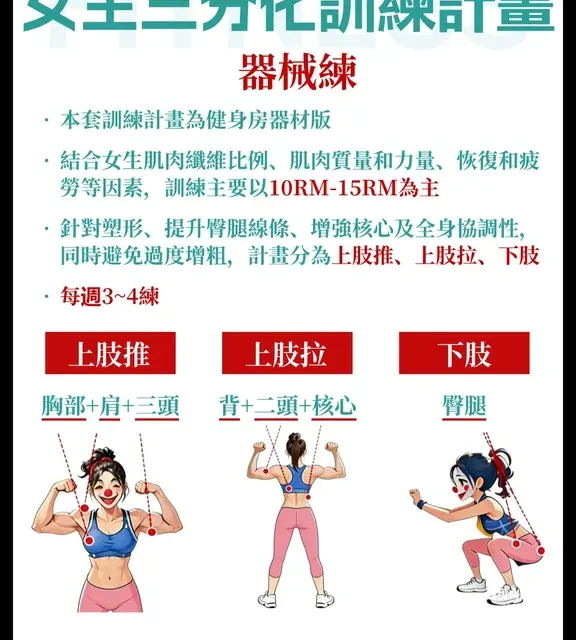 女生健身房三分化训练｜新手友好不粗腿