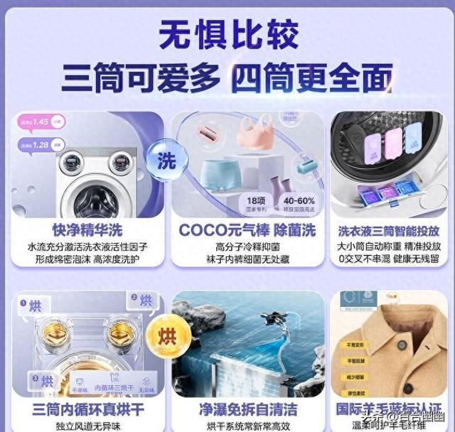 美的“可爱多”三筒洗衣机：分区洗护与智能科技的结合