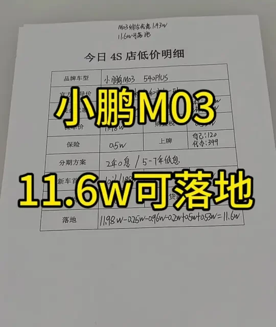 2024款小鹏MONA M03 540 Plus版落地价解析