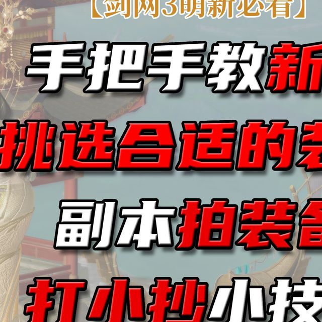 【剑网3萌新必看】新手怎么挑选合适的装备，装备属性怎么看，副本拍装备打小抄技巧