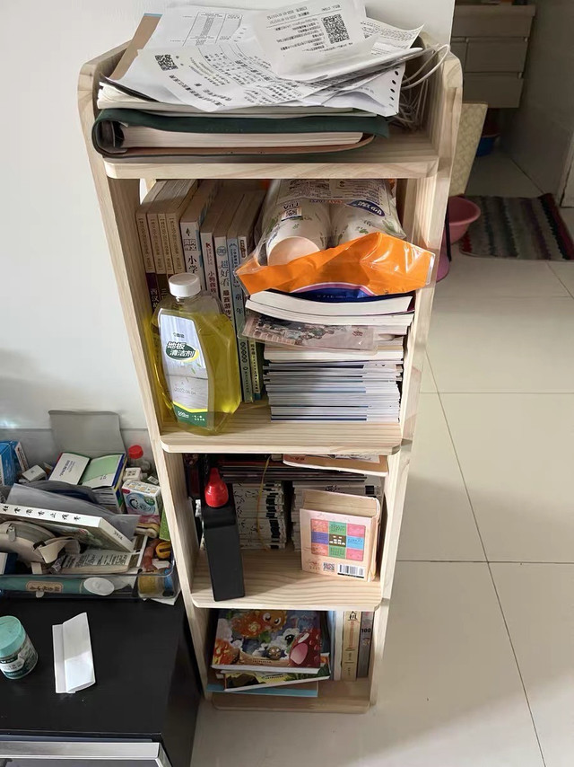 实木书架立式靠墙一体窄边置物架
