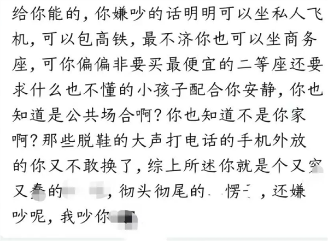 高铁上孩童吵闹 大学生制止遭网暴!12306:可求助乘务员但仅能劝阻