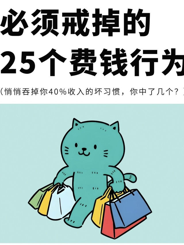 别让坏习惯偷走你的钱！25个费钱行为，你中了几个？