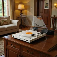 铁三角官方旗舰店黑胶唱片机LP60X白色