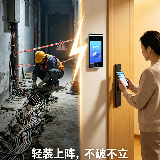 老小区换门禁终于不用砸墙了！实测ZUU中优4G云门禁，2小时搞定