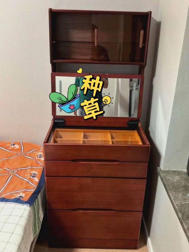 妆凳一体收纳梳妆台实木多功能小户型化妆桌镜组合