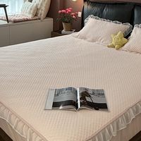 夏季凉感冰豆豆花边凉席床笠款三件套｜冰丝软席床垫保护罩推荐