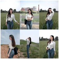 牛仔裤+白衬衣外出拍，这样穿太出片！阳光清爽，时尚大方不踩雷