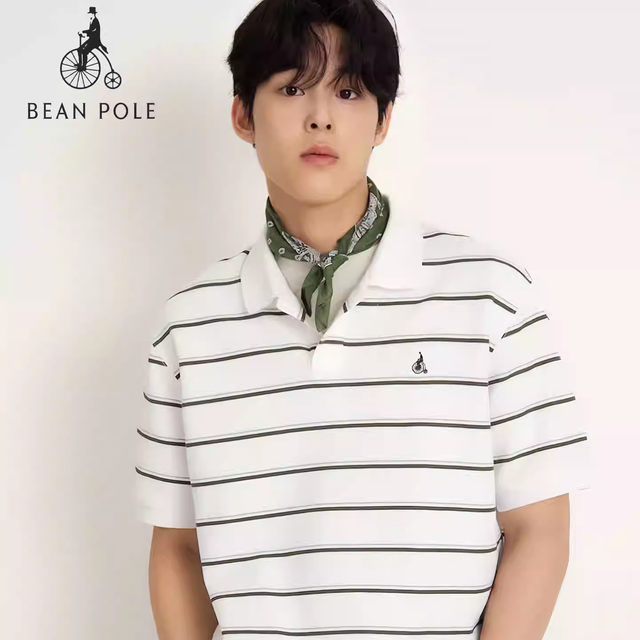 BEANPOLE滨波 2026年夏季男士休闲条纹简约polo衫翻领T恤