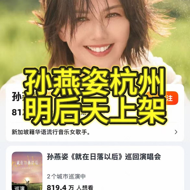 孙燕姿演唱会-杭州站 抢票指南