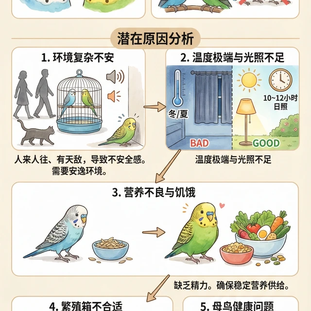 虎皮鹦鹉不生蛋繁殖的原因分析（图片版）