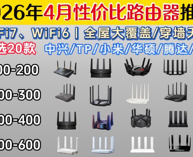 2026年4月性价比路由器推荐 | 100、200、300元［WiFi6/WiFi7/5千兆无线Mesh组网/网络宽带网速快]、路由器推荐/选购攻略/避坑指南