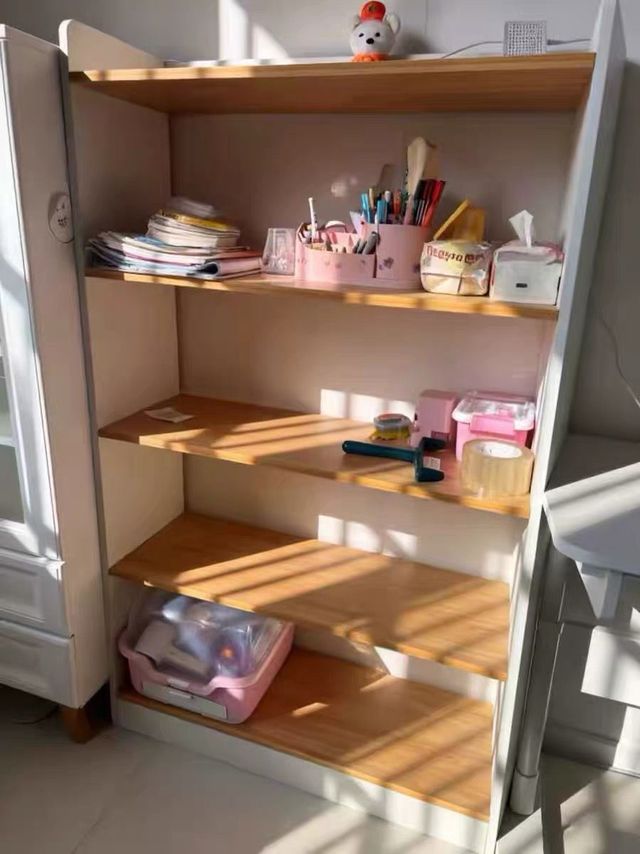 实木书架立式落地置物架书桌旁收纳