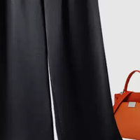 阔腿裤松紧腰垂感三醋酸长裤宽松显瘦拖地直筒丝滑缎面真丝长裤子