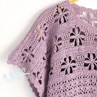 醉花荫：女士夏季钩针短袖套头衫（有编织图解）