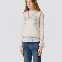 tanni2026 夏｜淡系氧气少女🦋 贝壳绣 V 领针织背心