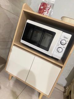 原木风餐边柜落地矮柜家用微波炉收纳层架