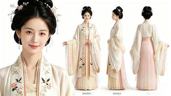 月纱云袖间走来的古典汉服仙子清梦诗影长卷（附AI提示词）