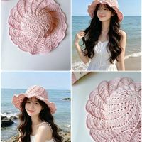 钩织图解｜粉色的大帽檐棉草帽也太太太温柔了吧！！爱惨了！