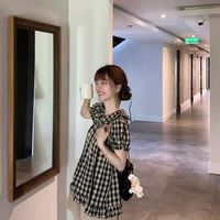 甜妹本命✨Emilyying 全棉格子娃娃领衬衫太温柔