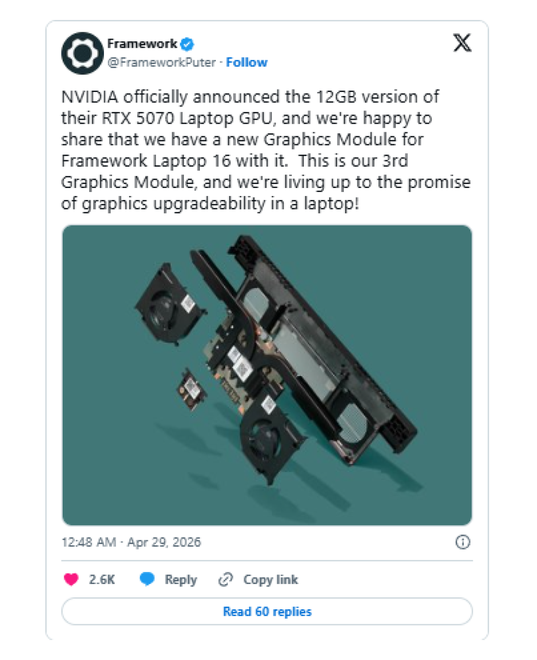 多4GB显存就敢涨价72%!Framework Laptop16新增12GB独显模块
