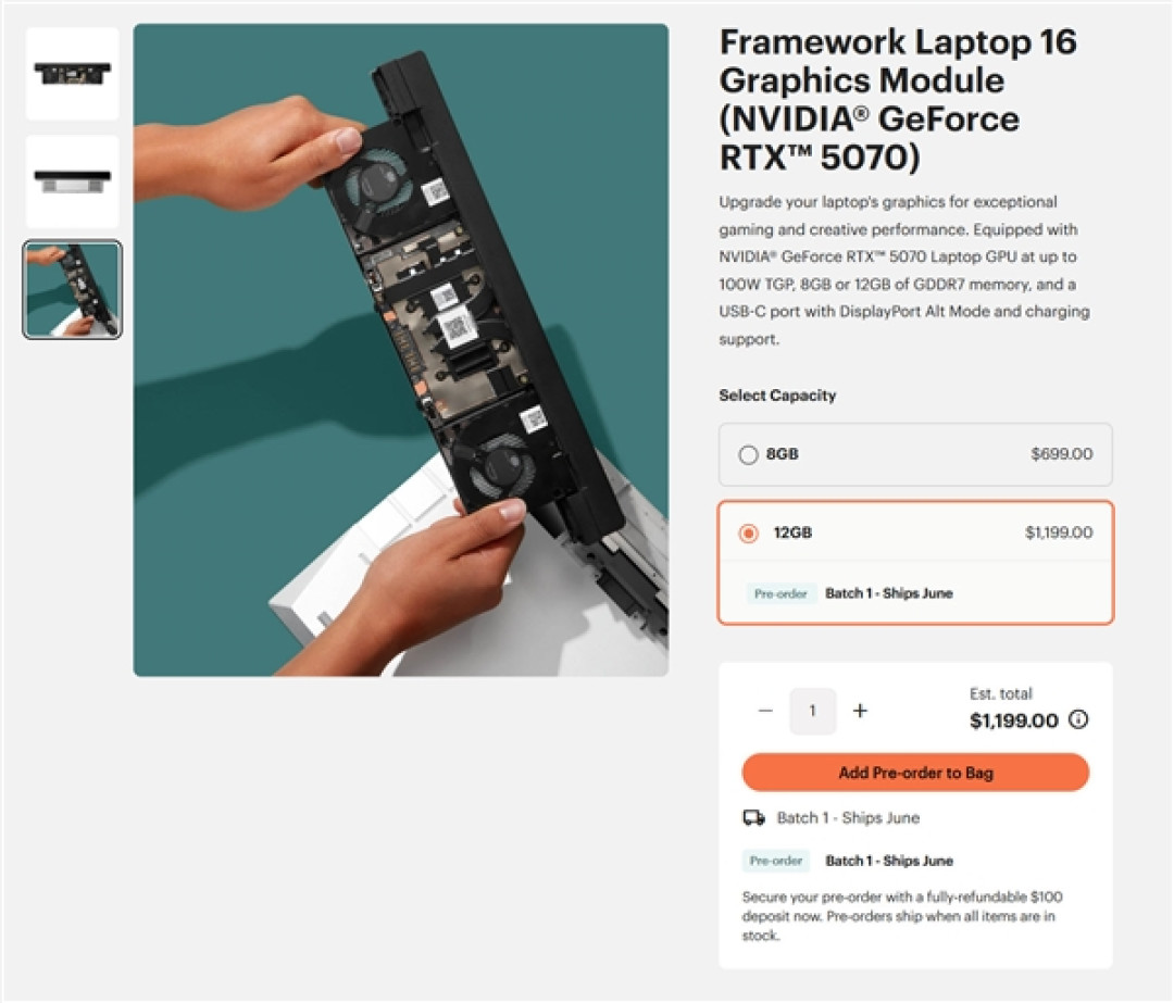多4GB显存就敢涨价72%!Framework Laptop16新增12GB独显模块