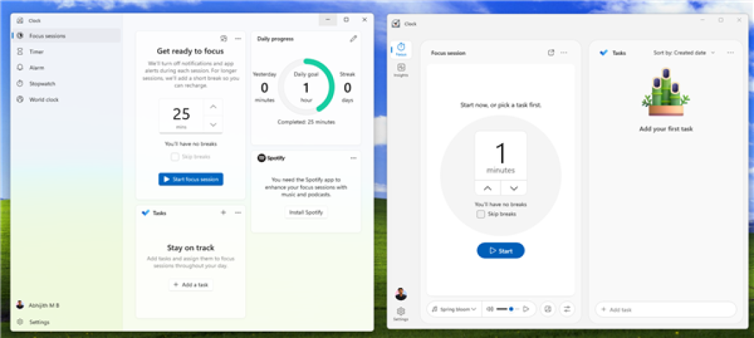 Win11时钟App彻底改版!加入AI、感知走神并自动暂停计时