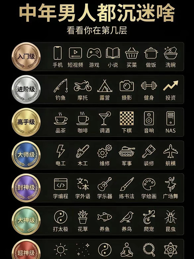 中年男人沉迷的那些事，看看你在第几层？