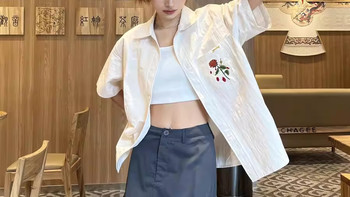 男女同款🔒手绘玫瑰短袖衬衫绝绝子