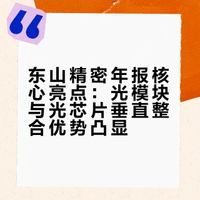 东山精密年报核心亮点：光模块与光芯片垂直整合优势凸显