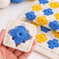 祖母方格一体编织毯子教程