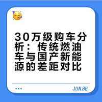 30万级购车分析：传统燃油车与国产新能源的差距对比