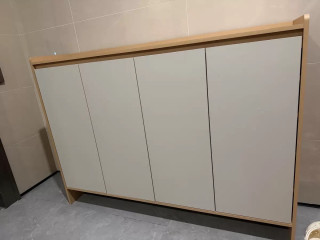 实木鞋柜家用靠墙一体简约储物柜