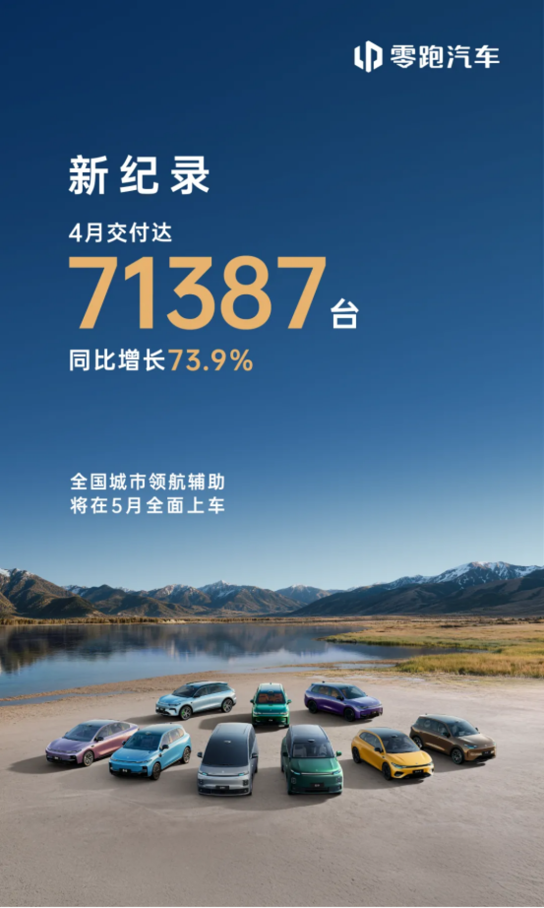 单月7万台!零跑汽车公布4月交付量:月销量创历史新高