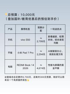 毕业季1万预算数码三件套｜学生党性价比抄作业