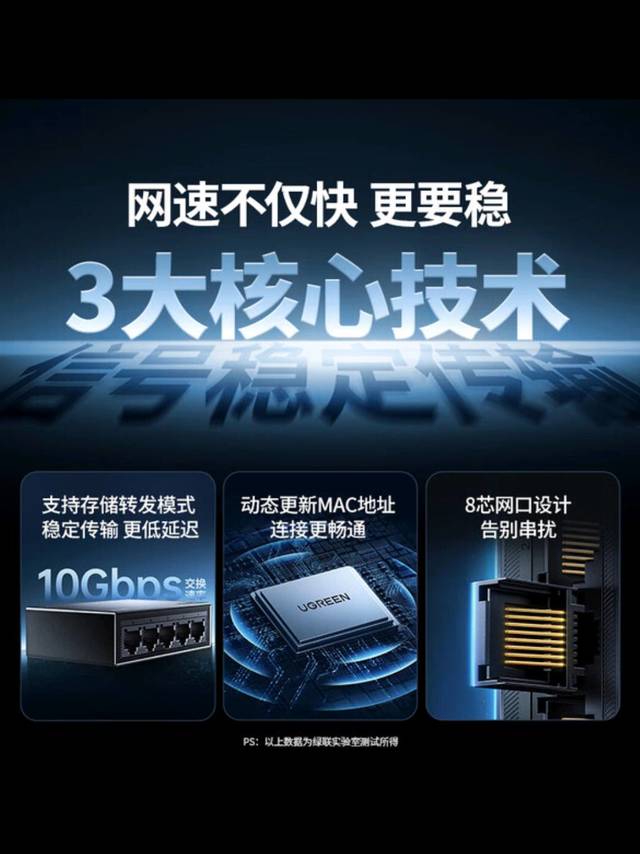 绿联5口千兆交换机，即插即用