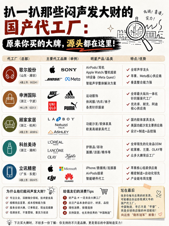 扒一扒那些闷声发大财的国产代工厂：你买的大牌，源头都在这里！