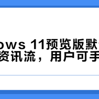Windows 11预览版默认关闭小组件资讯流，用户可手动开启