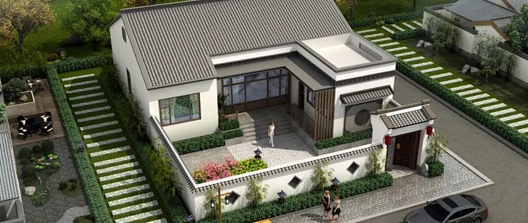 回村建房,这样的一层新中式小院挺好,把农村自建房的体面和舒适,都做到了骨子里_装修主材_什么值得买