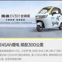 新品 | 雅迪EV301封闭式“三蹦子”：300km续航，可上牌，空调选配