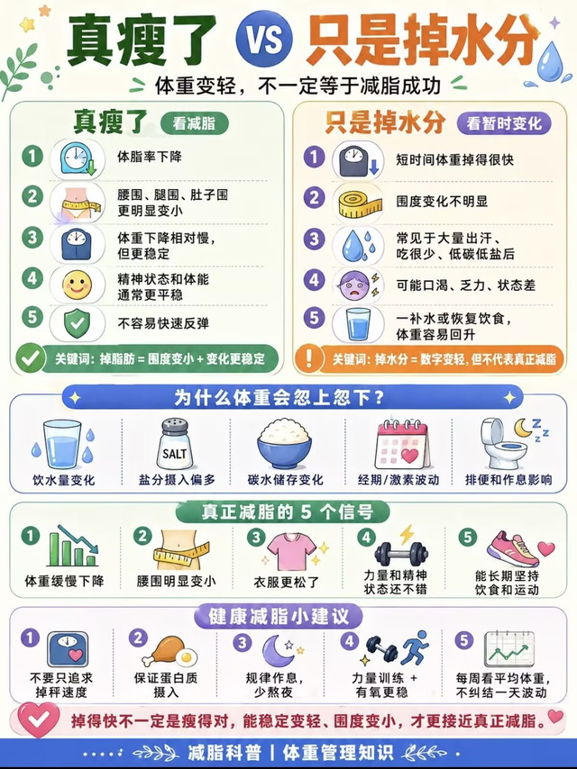 别被体重秤骗了！分清真瘦和掉水分